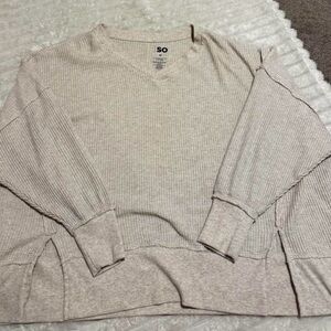 SO Beige Waffle Knit Pullover